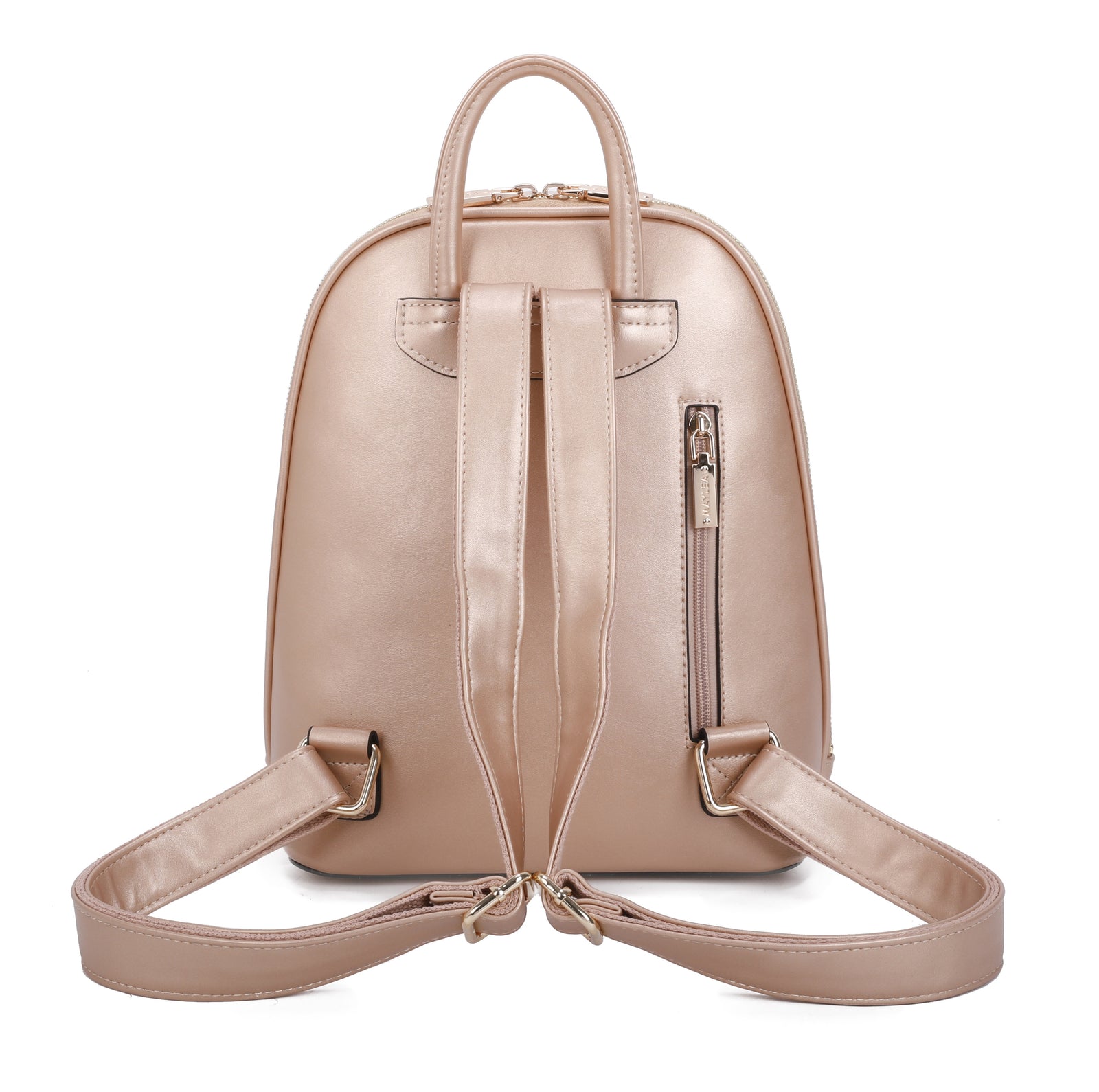 black leather and rose gold backpack 17203 Rucksack