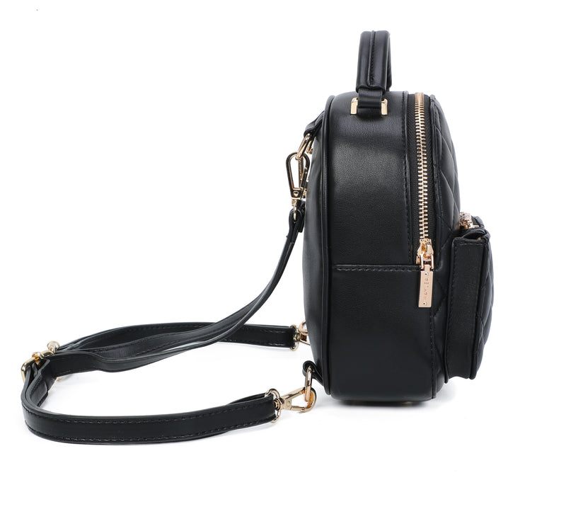 black quilted faux leather backpack Coco Mini