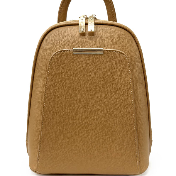 Maylea small Gray Leather Backpack DB-5202 Khaki – Maylea main image 4